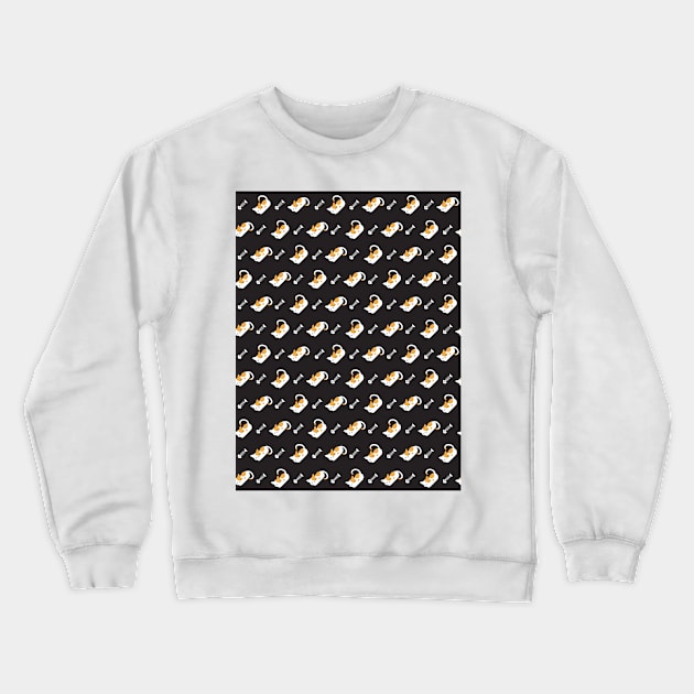 Sleeping Cat and Fish Bone Pattern II Crewneck Sweatshirt by FlinArt